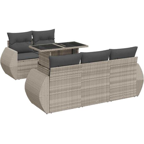 Maison Chic Seti vrtnega pohištva - Vrtna garnitura - Vrtni pohištvo set 6-delna z blazinami siv poli ratan, (21805598) Cene