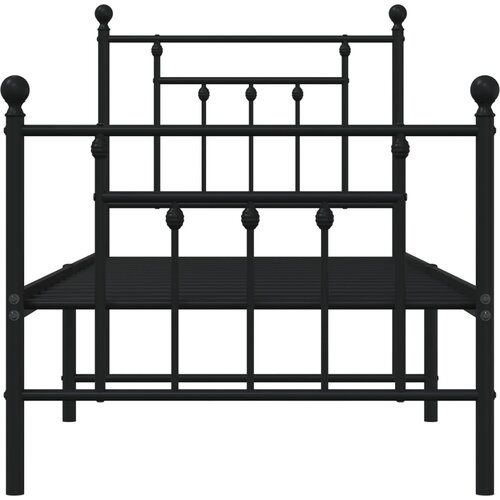 Metalni okvir kreveta uzglavlje i podnožje crni 75x190 cm Slike
