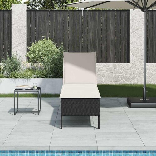 Ležaljka s jastukom crna 55x200x44 cm poli ratan - Crna 1 Krem bijela Cijene