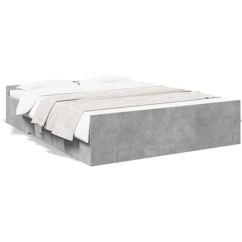 VidaXL Posteljni okvir s predali betonsko siv 160x200cm inženirski les Slike