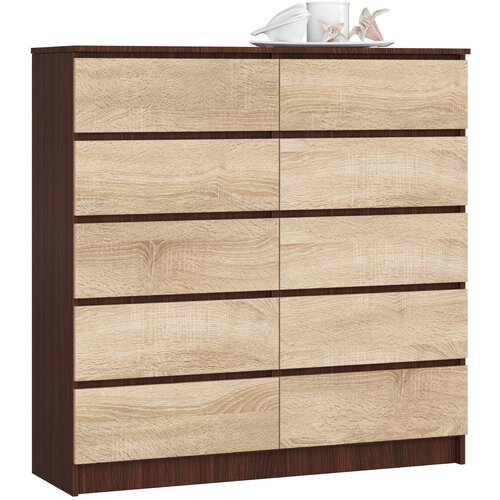 AKORD Komoda, 10 Predalov, Wenge/Hrast Sonoma, (5000332322) Cene