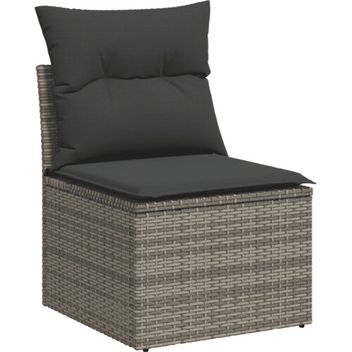  10-dijelni set vrtnih sofa od poliratana s jastucima sivi Siva 55 x 55 x 37 cm Slike