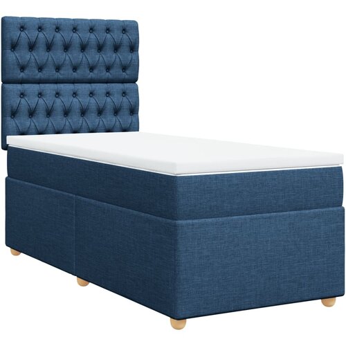 VidaXL Krevet s oprugama i madracem plavi 90 x 190 cm od tkanine Slike
