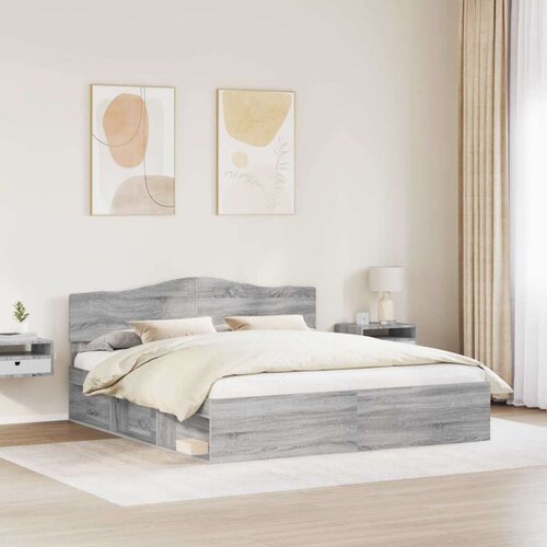  Okvir za krevet s uzglavljem Siva Sonoma 180 x 200 cm Slike