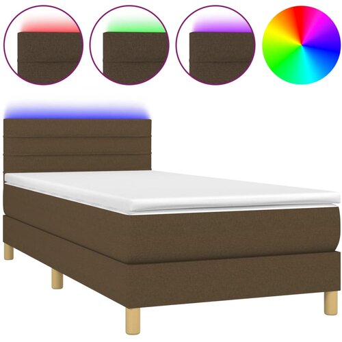 Maison Chic Box spring postelja - Vzmetna postelja z vzmetnico LED temno rjava 80x200 cm blago SL3532, (21907584) Cene
