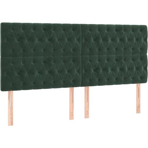 Maison Chic Posteljno vzglavje - Vzglavna omarica 4 kosa temno zelen 90x7x78/88 cm žamet, (22077229) Cene