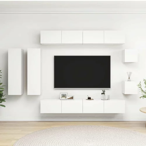 Komplet TV omaric 8-delni bela iverna plošča, (20912633)