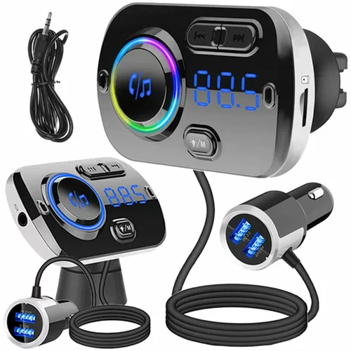  8V1 auto FM transmiter SD bluetooth 2x USB 12-24V LED RGB