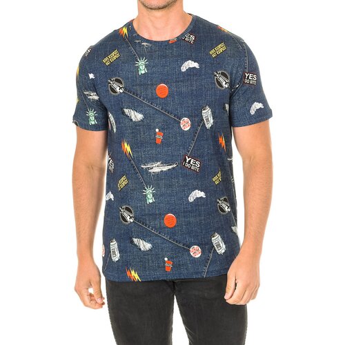 John Frank Majice s kratkimi rokavi JFTD01-RIPPED-MULTICOLOR Modra Cene
