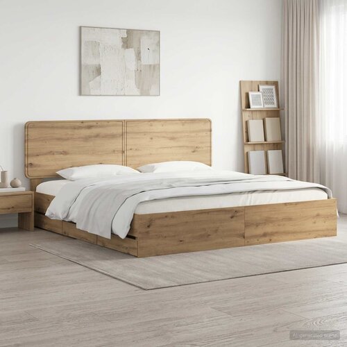  Bed Frame with Storage and Headboard Artisan Oak 180 x 200 cm Slike