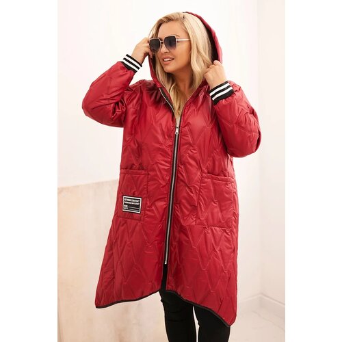 Kesi Włoski women&amp;#039;s plus size quilted jacket with a hood and sporty cuffs red Slike