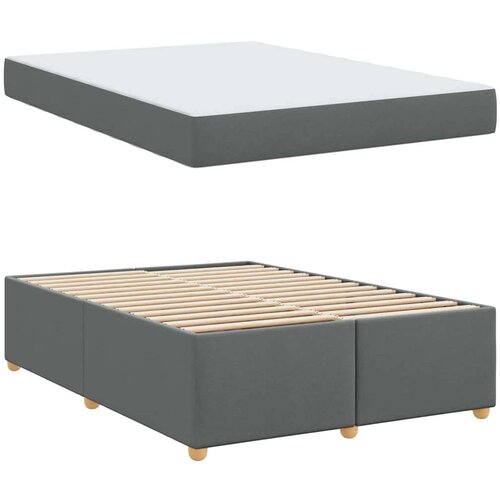 VidaXL Okvir kreveta s madracem Ostalo Tamno siva 160 x 200 cm tkanina Slike