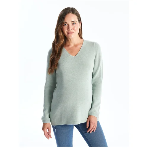 LC Waikiki LCW V Neck Plain Long Sleeve Maternity Knitwear Sweater