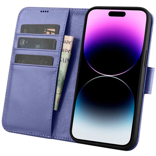 ICARER 2v1 usnjena preklopna torbica za iPhone 14 Pro Max Anti-RFID denarnica svetlo vijolična, (21521947) Cene