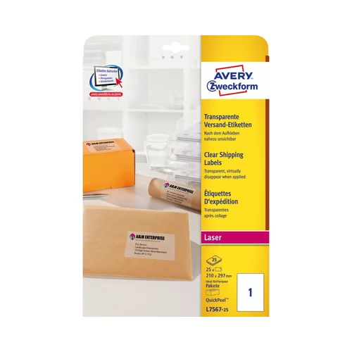 Avery Zweckform Transparentne etikete za pakete 210 x 297 mm