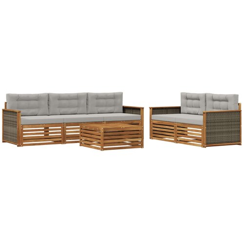 vidaXL Zunanja garnitura za sedenje 6 pcs Naravna in svetlo siva, (5000281928) Cene