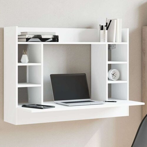  Zidni radni stol bijeli 105 x 48 x 75 cm od konstruiranog drva Cijene