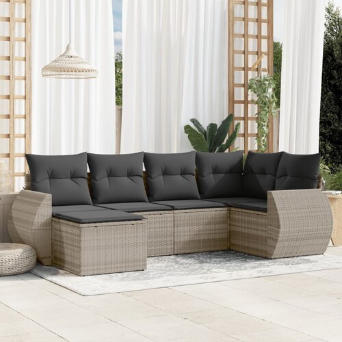 VidaXL 6-dijelni set vrtnih sofa od poliratana s jastucima svjetlosivi Slike