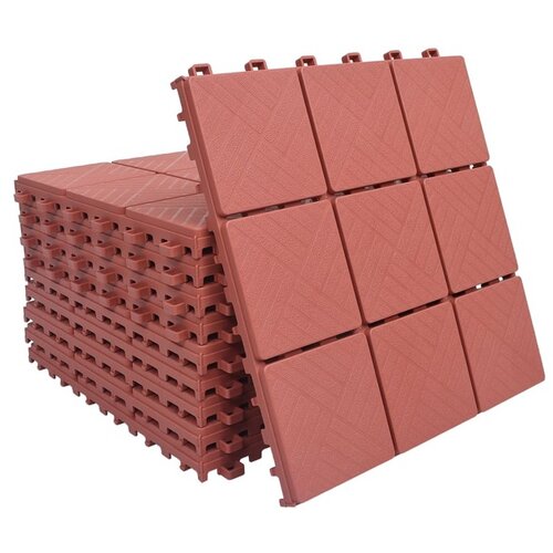  Pločice za trijem 10 kom crvene 30,5 x 30,5 cm plastične Slike