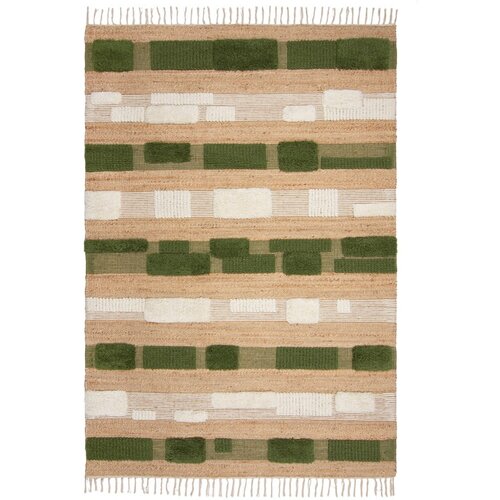 Flair Rugs zelena/v naravni barvi ročno tkana preproga iz mešanice jute 160x230 cm medina blocks – Cene