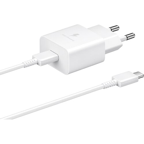 Samsung stenski polnilec z enim USB-C vhodom 15W in priloženim USB-C v USB-C kablom bele barve EP-T1510XWE Cene