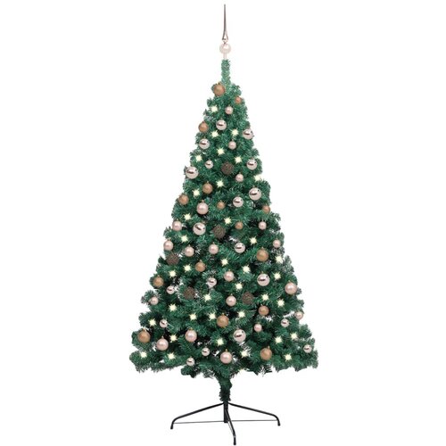 vidaXL umjetna polovica božićnog drvca LED s kuglicama zelena 180 cm Cijene