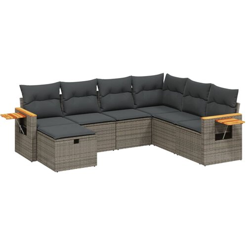 Maison Chic Seti vrtnega pohištva - Vrtna garnitura - Vrtni pohištvo set 7-delna z blazinami siv poli ratan, (21802056) Cene