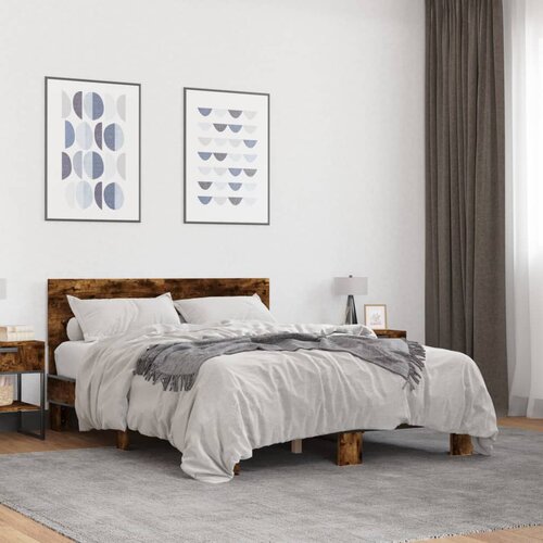 Furnova Posteljni okvir dimljeni hrast 120x200 cm inž. les in kovina, (21942859) Cene
