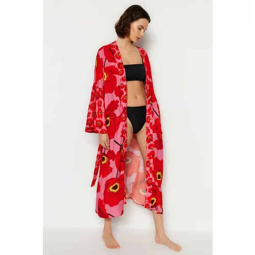 Trendyol Kimono & Caftan - Red - Relaxed fit
