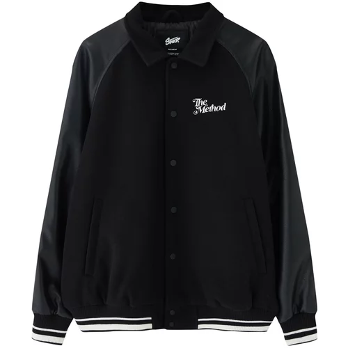 Pull&Bear Prijelazna jakna antracit siva / crna / bijela