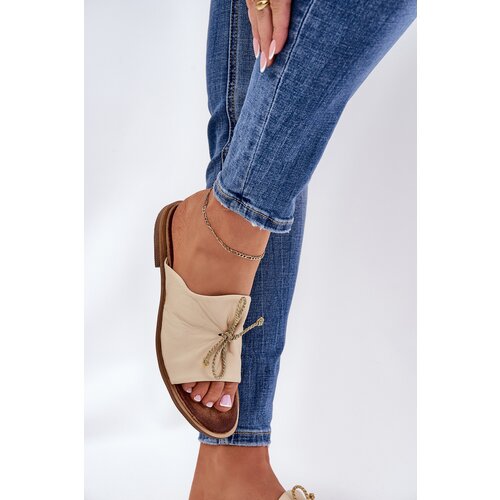 Zazoo 2659 Leather Women's Slippers Beige Cene