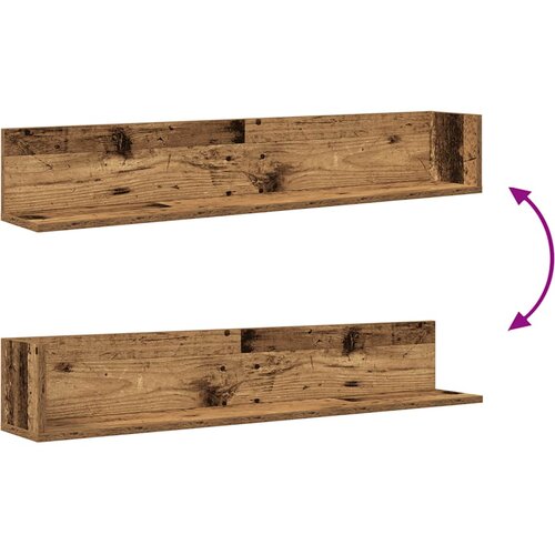  Zidne police 2 kom Staro drvo 100x16,5x16,5cm Konstruirano drvo Slike