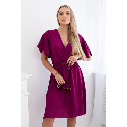 Kesi Włoski Dress with a plunging neckline plum Cene