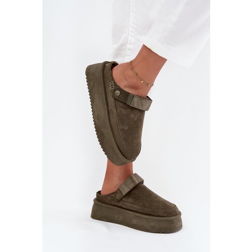 Boto Women's Snow Boots on Platform with Velcro Dark Green Jorielle Cene