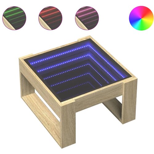  Stolić s beskonačnim LED svjetlima boja hrasta 50x53x30 cm Slike