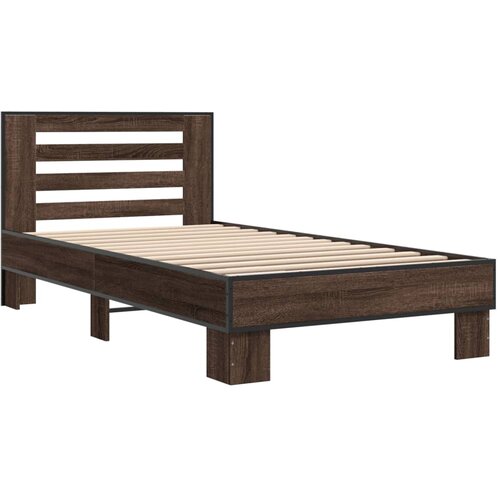 VidaXL Okvir za krevet smeđi hrast 90x190 cm konstruirano drvo i metal Slike