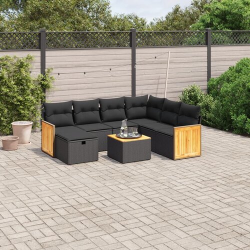 vidaXL 8-dijelni set vrtnih sofa od poliratana s jastucima crni Cijene
