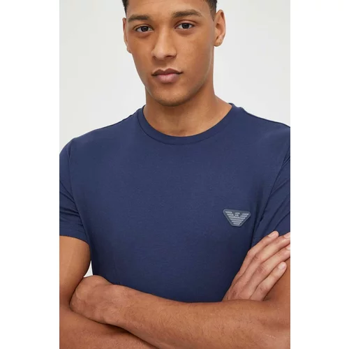 Emporio Armani Underwear Pamučna majica za muškarce, boja: tamno plava, bez uzorka