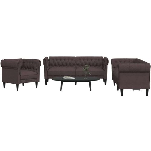  3-dijelni set sofa tamnosmeđi od tkanine Cijene