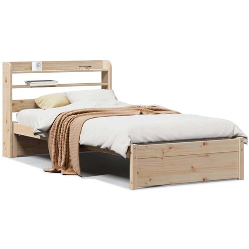 VidaXL Okvir kreveta s uzglavljem 75x190 cm od borovine Slike