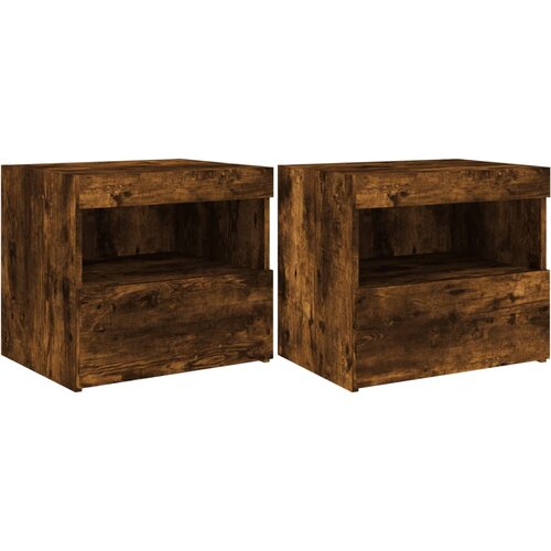 Maison Chic Dvo delni komplet Nočne omarice - Nočne mize z LED lučkami dimljeni hrast 50x40x45 cm, (21687347) Slike