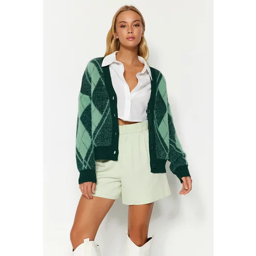 Trendyol Green Feather Knitwear Cardigan