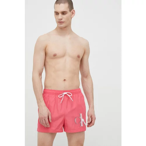 Calvin Klein Kopalne kratke hlače roza barva