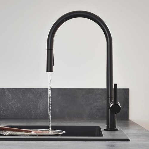Hansgrohe enoročna izvlečna kuhinjska armatura Talis M54 210 2 jet - črna mat (72800670) Slike