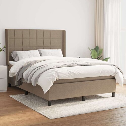  Box spring postelja z vzmetnico taupe 140x190 cm blago, (20894150) Cene