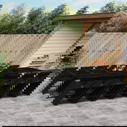 VidaXL 13-dijelni vrtni blagovaonski set s jastucima poliratan crni Slike