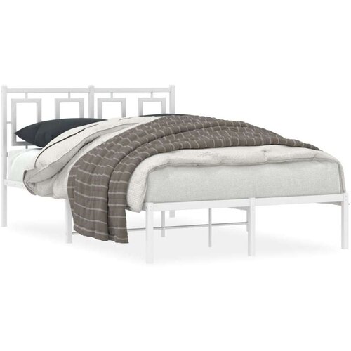 VidaXL Metalni okvir za krevet s uzglavljem bijeli 120 x 190 cm Slike