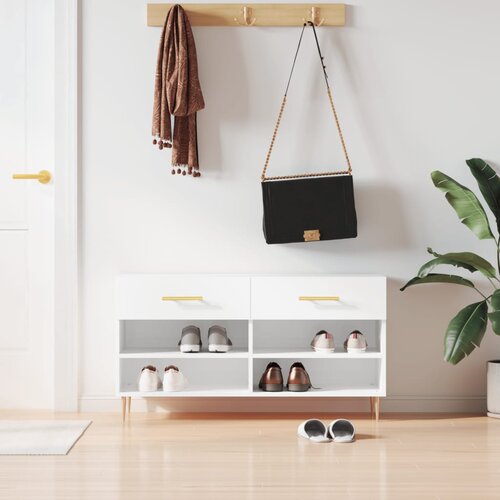  Klupa za cipele sjajna bijela 102x35x55 cm konstruirano drvo Cijene