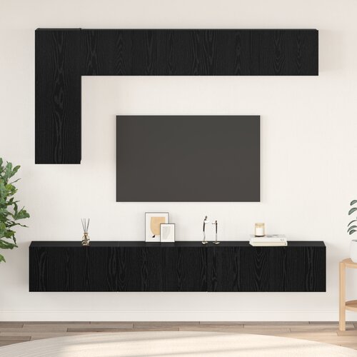VidaXL Set omaric za TV s polico Drugo 6 pcs Črni hrast 30.5 x 30 x 90 cm Slike