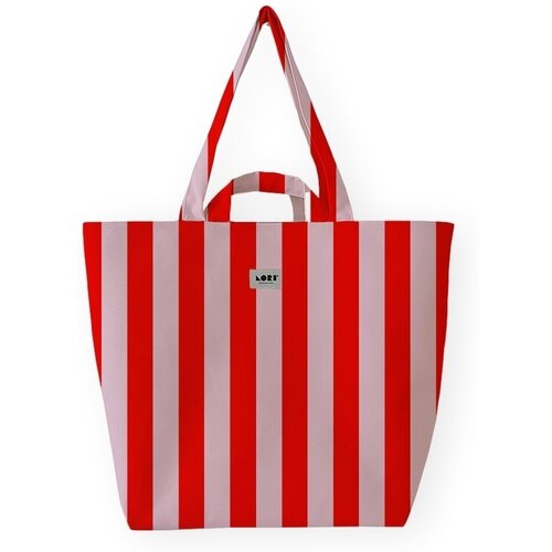 Lori Barcelona Nakupovalne torbe Bold Stripe Bag - Pink/Red Rdeča Cene